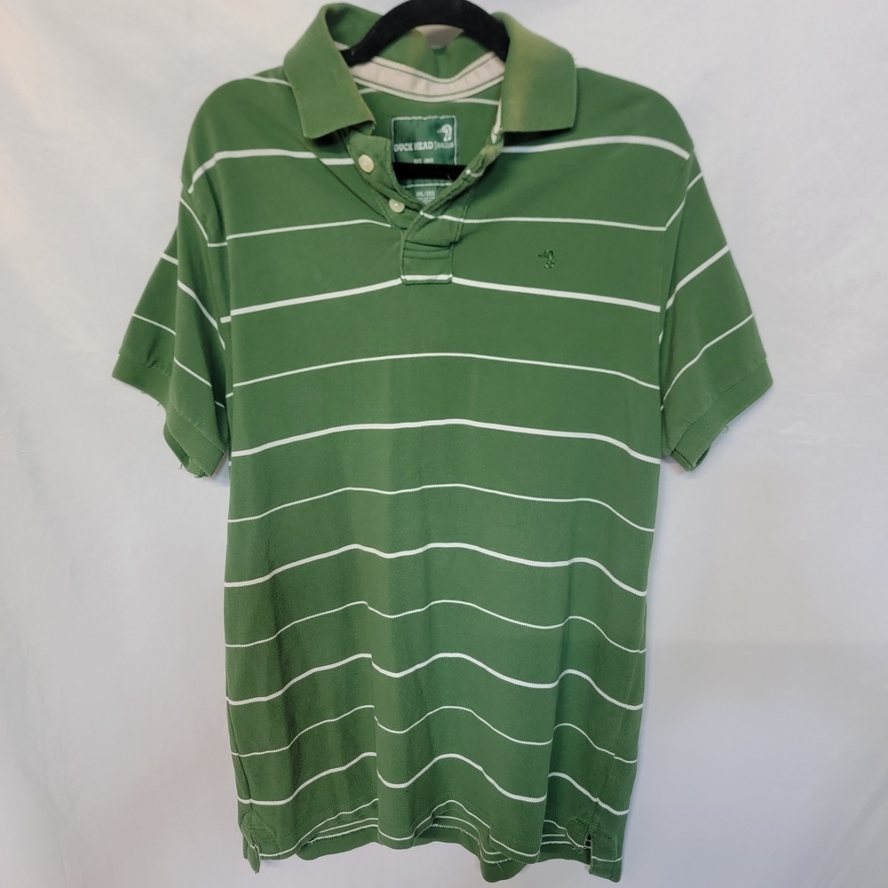 Vintage Duck Head Green Polo with White Stripes
